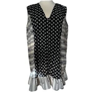 ASOS BLACK &‎ WHITE PRINTED OVERSIZED TANK TOP